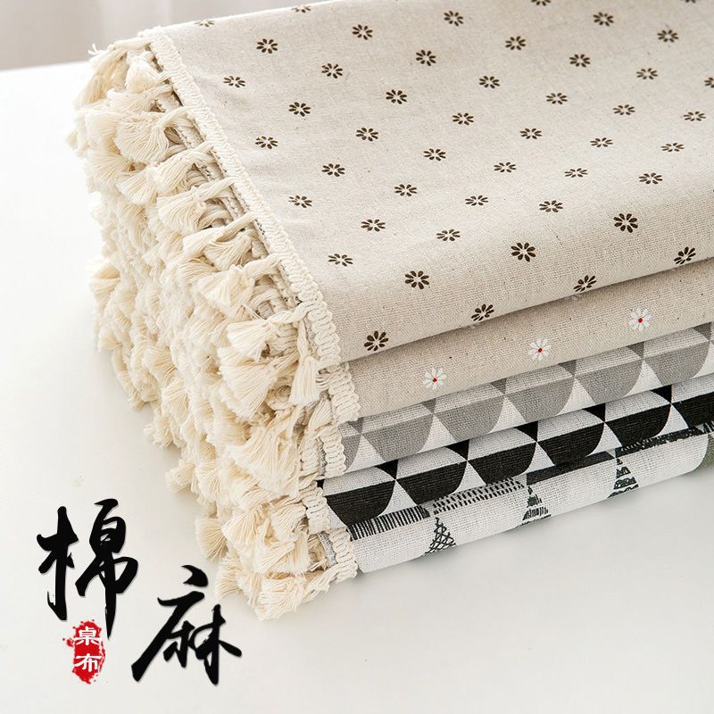 Tablecloth, cotton linen, ins, style, Japanese table, cloth, coffee table, rectangular study table, tablecloth, simple Nordic Amazon