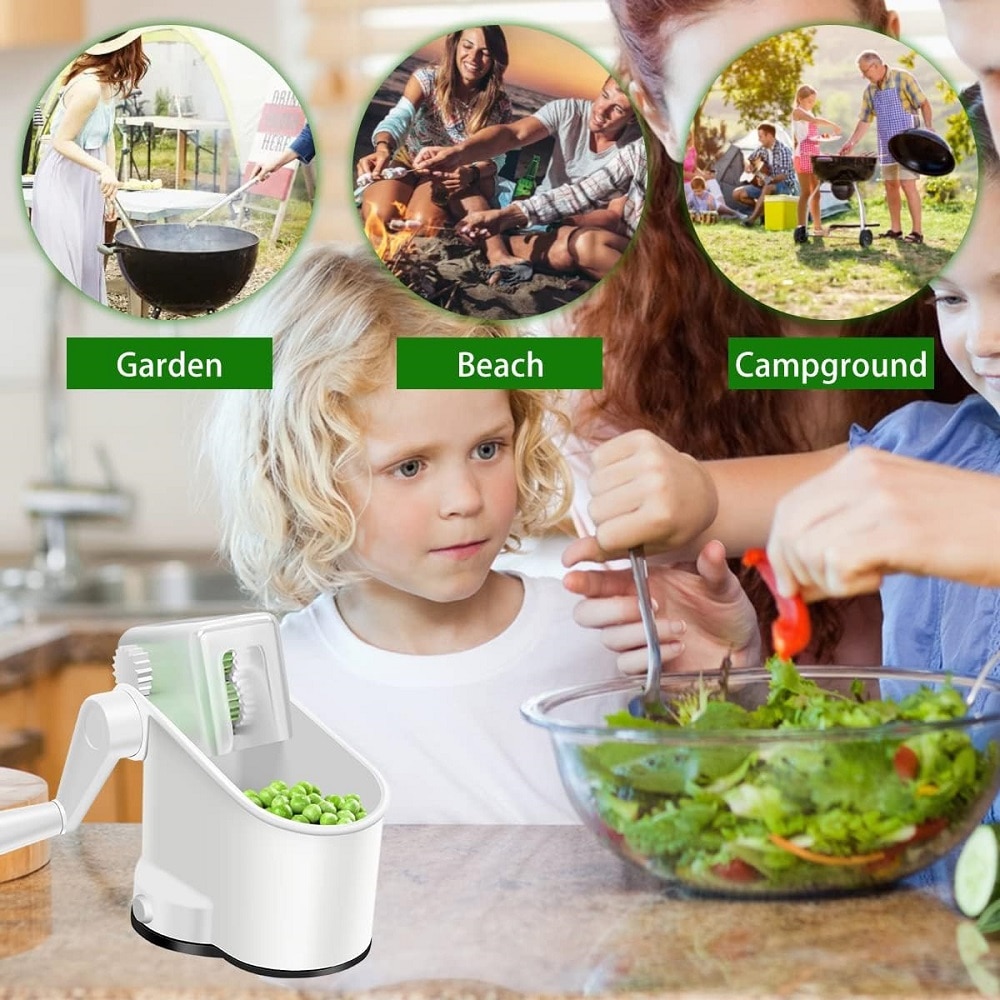 Hand Crank Pea Peeling Machine Portable Pea and Bean Peeler with Slip Resistant Silicone Ring Bean Sheller Kitchen Tool. 