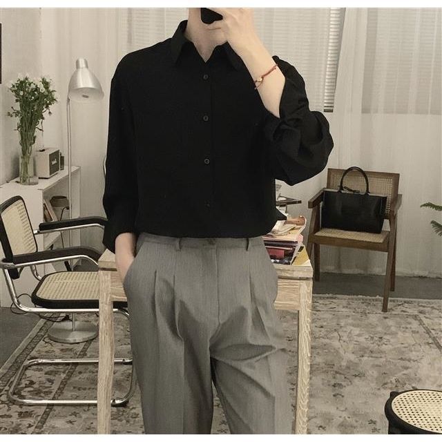 Shirt Men's Korean Style Trendy Casual Top Clothes Spring and AutumninsFashion Loose and Handsome All-Matching Shirt. 