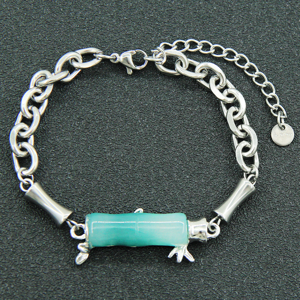 Europe and America ins Cool Style Bamboo Joint Brace Lace Bracelet Personality, Trend, Fashion Titanium Steel 0 Word Chain Wristband Bracelet