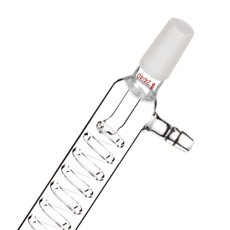 Borosilicate Glass Condenser with 24/40 Fitting 300mm Jacket Length Laboratory Glass Condenser Serpentine Condenser Tube Easy Install Easy to Use. 