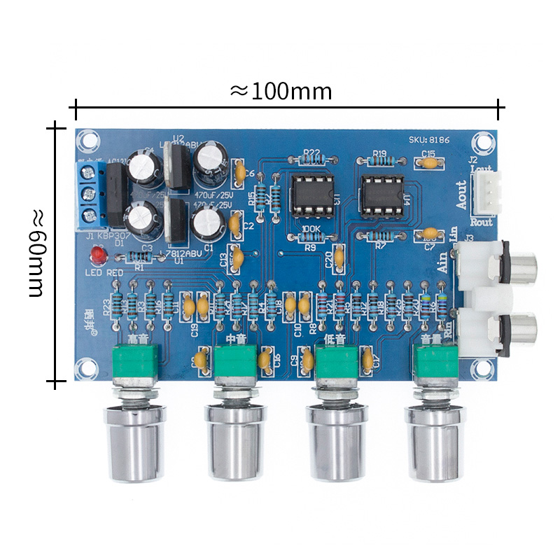 NE5532 Preamp Pre Amplifier Audio Adjustment Plate Double AC12V HIFI Amplifier Preamplifier Volume Tone Control