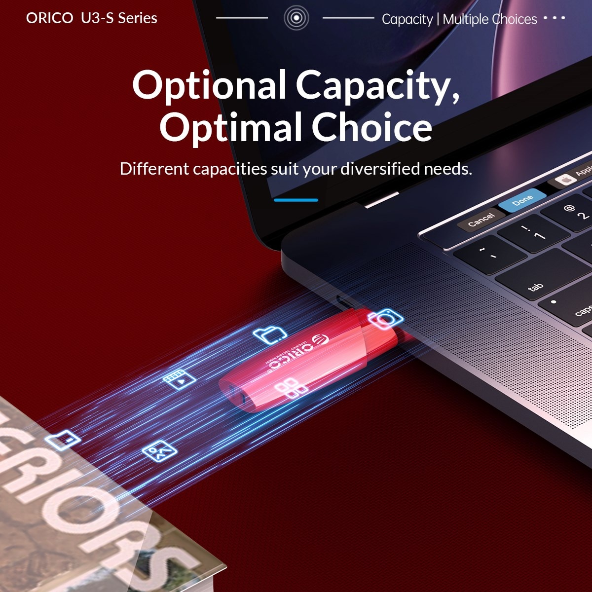 ORICO New Trend USB3.0 USB Flash Drives 32GB 64GB 128GB 256GB Pen Drive USB 3.0 Stick Pendrive Black Red for External Storage. 