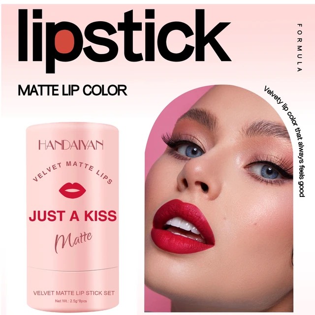 HANDAIYAN 8pcs lipstick set moisturizing brightening velvet matte lip stick set. 