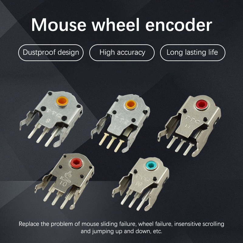 For Kailh 7/9/11MM Rotary Mouse Scroll Wheel Encoder With 1.74mm Hole Mark 20-40g Force For PC Mouse jingu