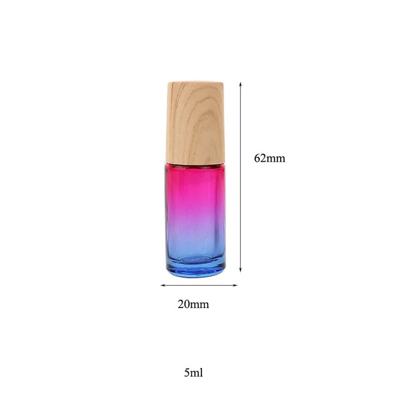 5/10/20/30/50pcs Thick Glass Roll On Bottles 5ml Gradient Color Empty Bottle Roller Ball Bottle For Essential Oil Travel Kit. 