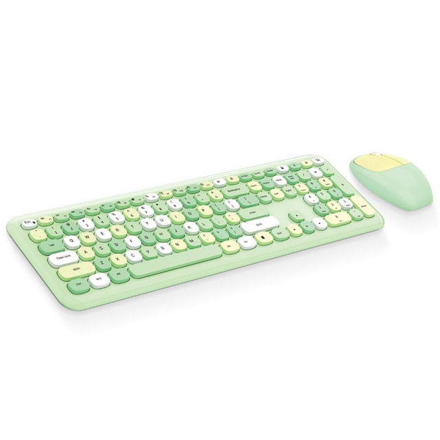Mofii 666 Keyboard Mouse Combo Wireless 2.4G Mixed Color 110 Key Keyboard Mouse Set With Round Punk Keycaps For Girl Purple. 