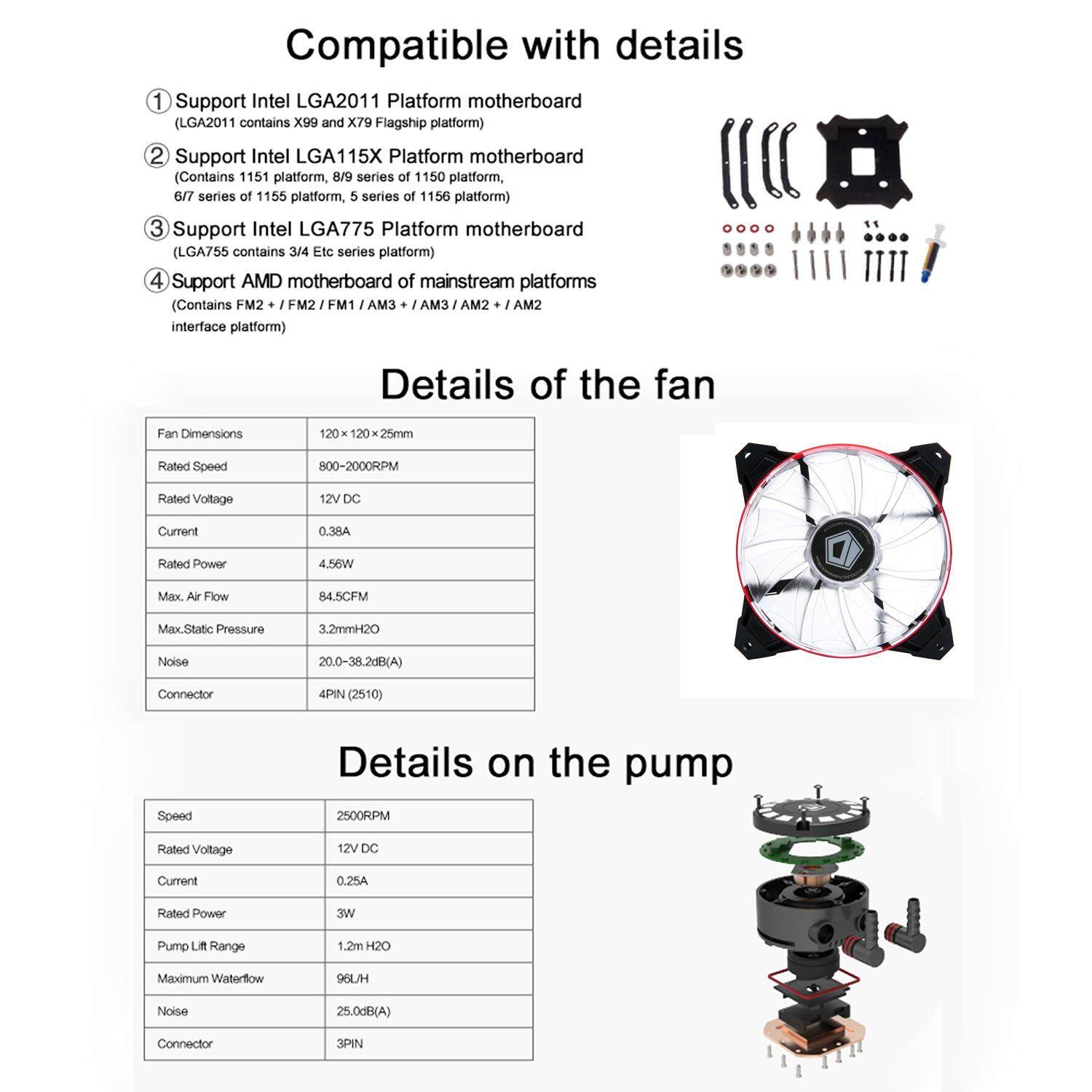 Liquid CPU Cooler High Performance Liquid CPU Water Cooling System (Single Fan). 