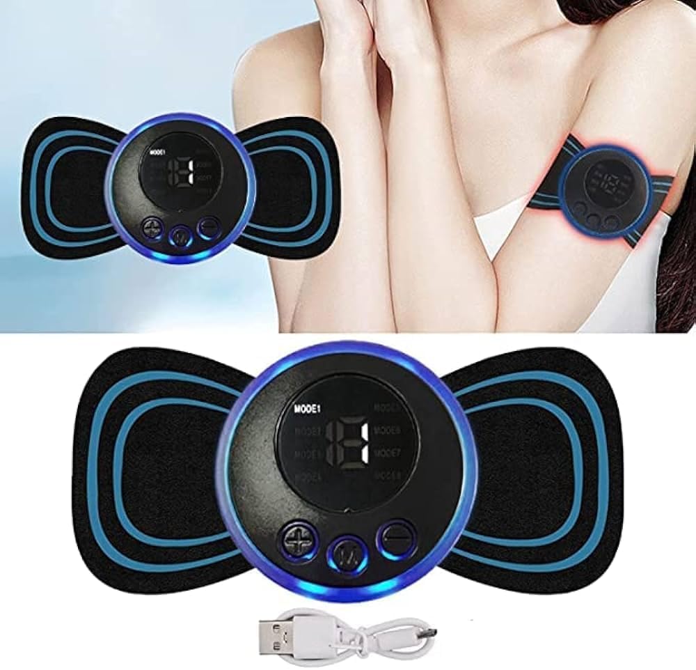 EMS Mini Neck Pulse Massager Electric LCD Display Stretcher EMS Mini Massager 2 pad. 