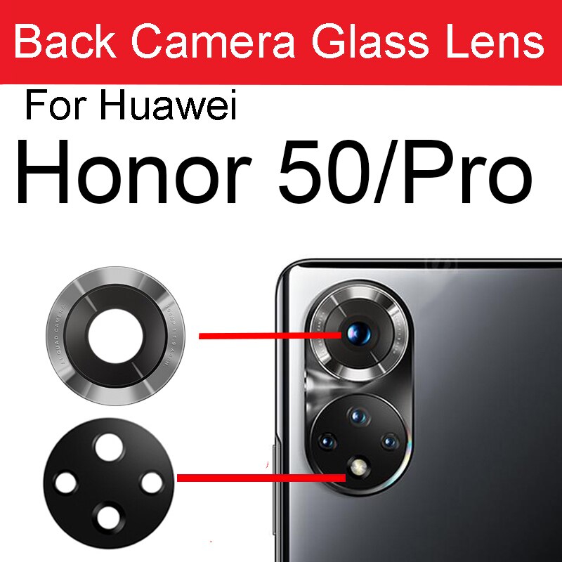 2 Pezzi Vetro Fotocamera Posteriore Per Honor 50 – Ricambio HD Con Kit Di Riparazione (Pinzette E Panno) - 2