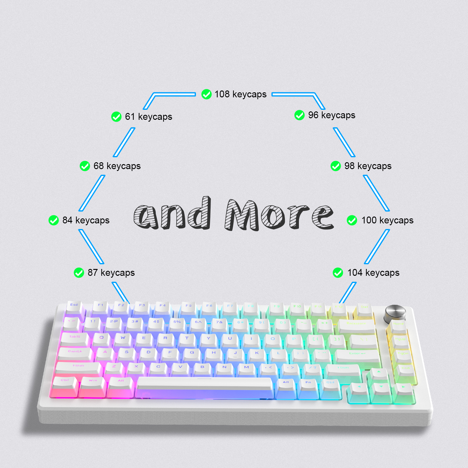 XVX Transparent Keycap White/Black Pudding Keycaps for Mechanical Keyboard PBT OEM Key Caps DIY Keycaps Switch Gaming 165-key. 