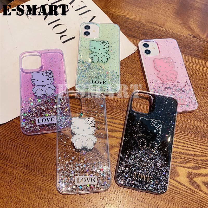 New Case For Xiaomi Redmi 12C Back cover Shiny Ring Cases Glitter Soft Transparent Hello Kitty Casing for Redmi 12C cases Stars Moon Girls. 