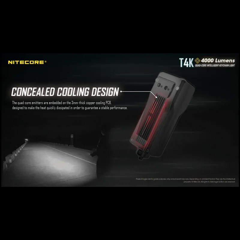 Nitecore T4k 4000 lumens portable keychain flashlight USB rechargeable utilizes 4xcree XP-12 V6 mini LED torch light. 