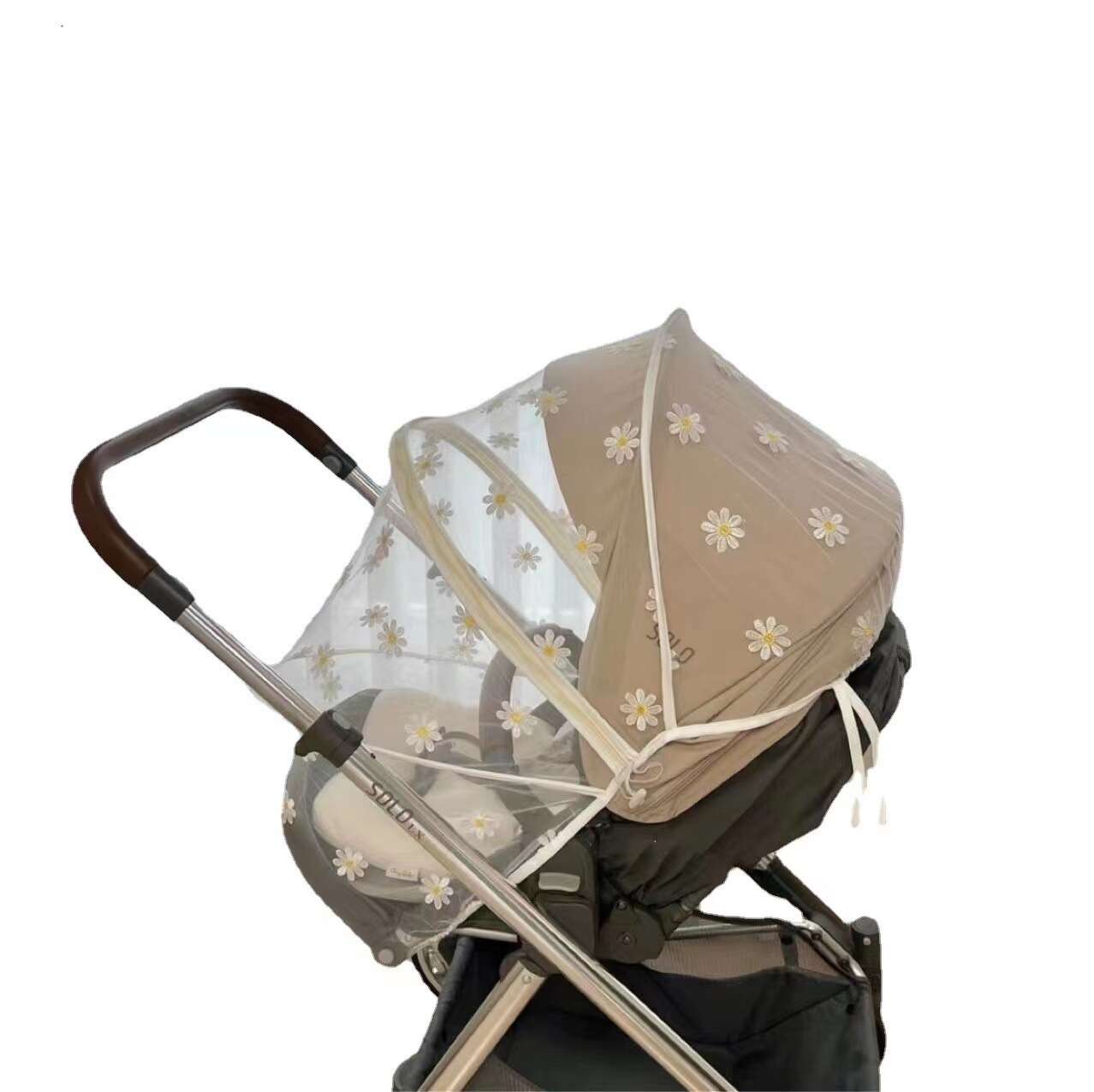 Korean Instagram net full daisy embroidered gauze curtain, mosquito and insect repellent cover, baby stroller tool. 