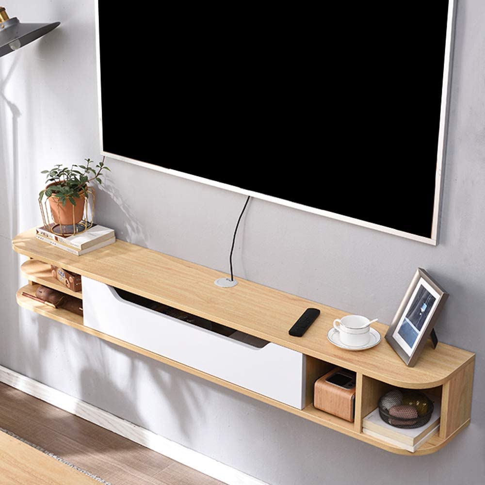 Wall-Mounted TV Cabinet Floating Shelf Wall Shelf Goods Rack TV Set-top Box Router Photo Toy Storage Shelf Open Shelves Audio-Video Shelving TV Stands Bookshelf. 