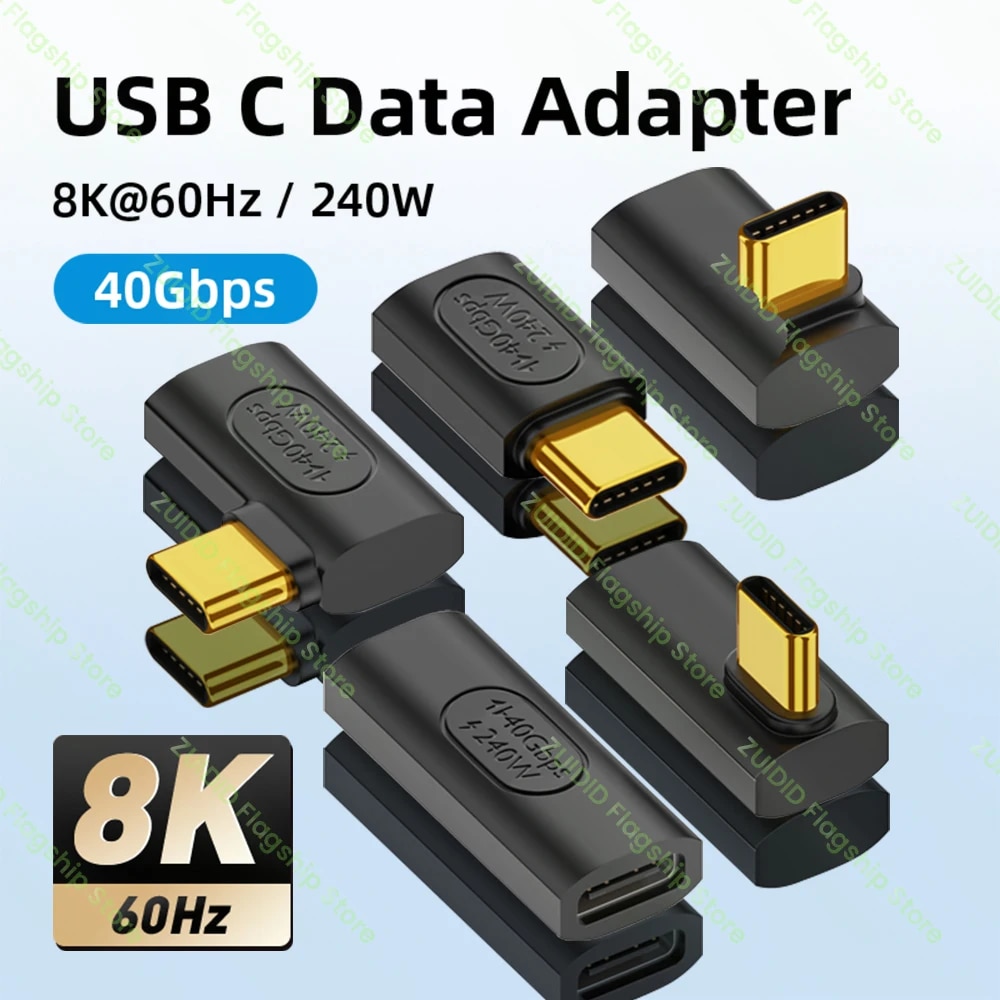 USB4.0 40Gbps PD240W USB C to Type C Adapter Thunderbolt3 8K@60Hz 48V@5A Fast Charging Converter OTG Data Adapter For Macbook