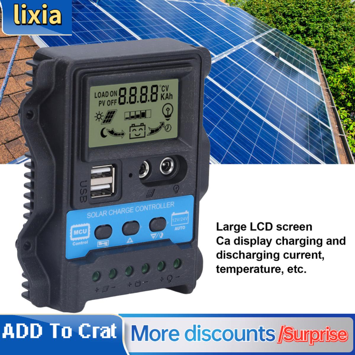 New Solar Charge Controller LCD Display Dual USB 5V Output PWM Control Regulator