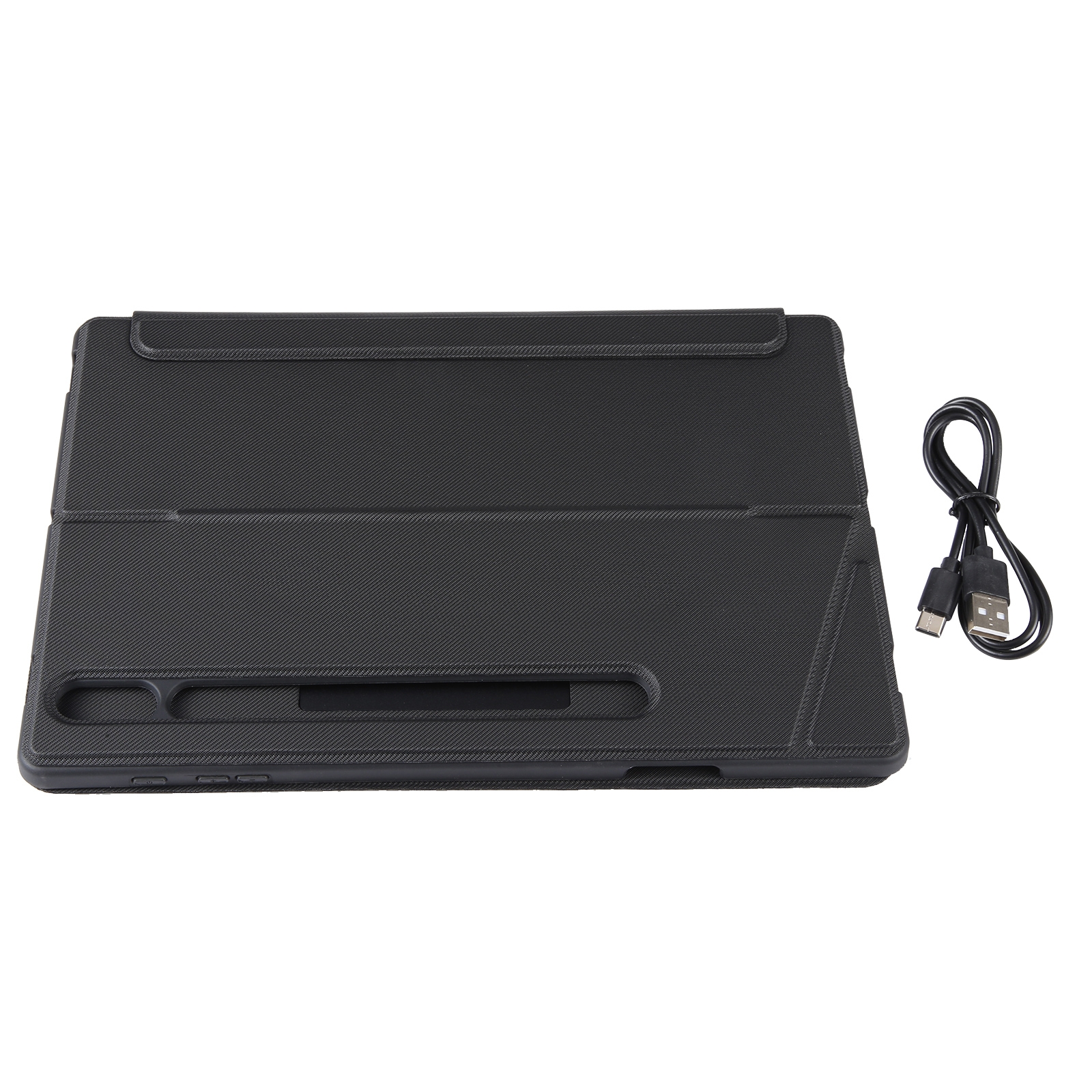 T970B-AS Pivot Backlight Upper Pen Tray Bluetooth Keyboard Leather Case For Samsung Galaxy Tab S7+/S7 FE/S8+. 