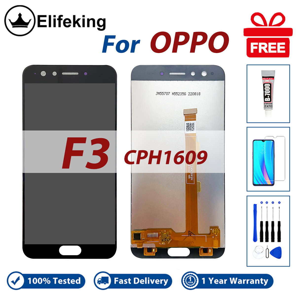 LCD No Frame For OPPO F3 CPH1609 Display Touch Screen Assembly Replacement Parts Digitizer