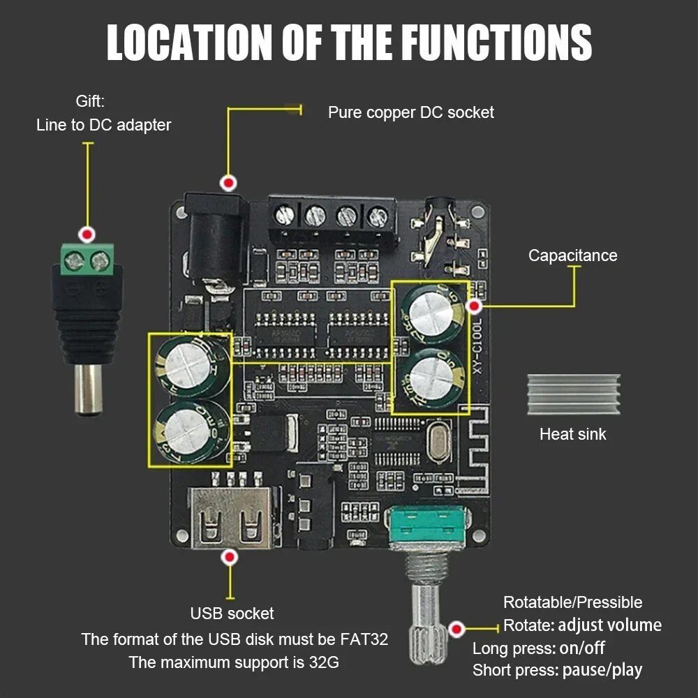 40W+40W 4ohm Portable Vibration Speaker Bluetooth 5.0 Amplifier Stereo Audio DIY HIFI System Vibro Anti-neighbor Home Theater. 