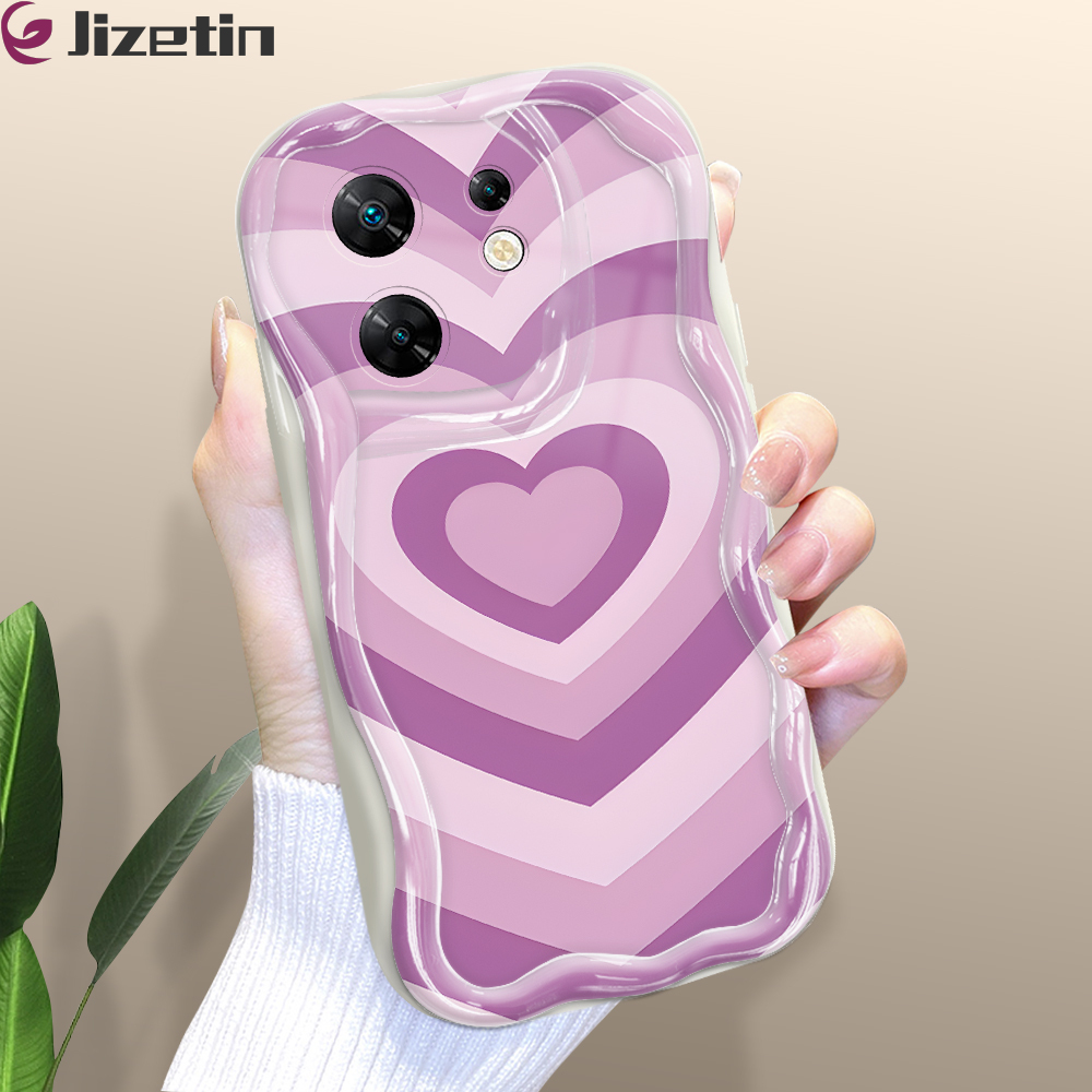 Jizetin for Infinix Zero 30 4G Back Cover Colorful Love Cream Wavy Edge Soft Silicone Phone Case