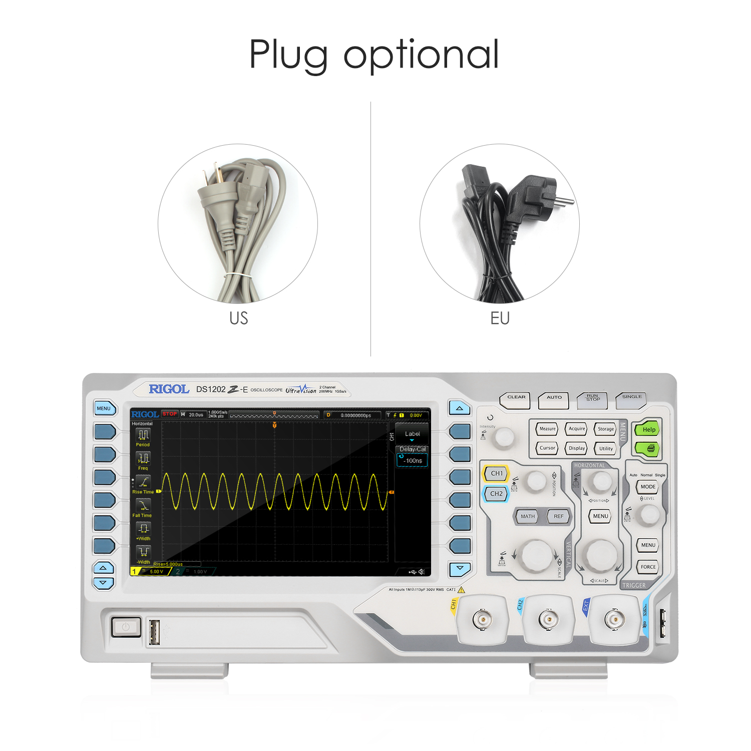 KOGEEK RIGOL DS1202Z-E Digital Oscilloscope Meter Desktop Oscillograph Oscillometer 2 Channel 200MHz Bandwidth 1GSa/s Sampling Rate. 