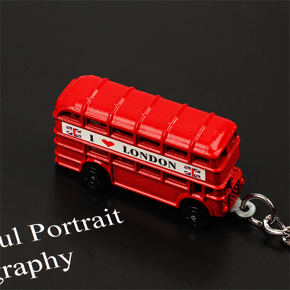 London Double-decker Bus Keychain Mini Car Keyring Wallet Backpack Trinket Charm Souvenir Children's Day Accessories Key Holder. 