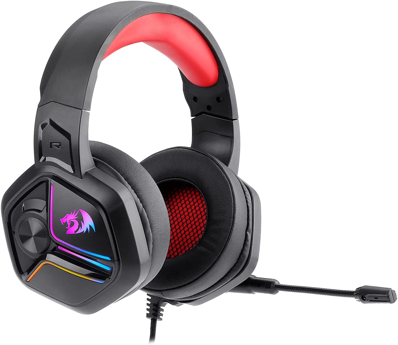 Redragon H230 Ajax RGB Wired Gaming Headset, Dynamic RGB Backlight - Stereo Surround-Sound - 53MM Drivers - Over-Ear Headphones with Mic, Volume Control Works. 