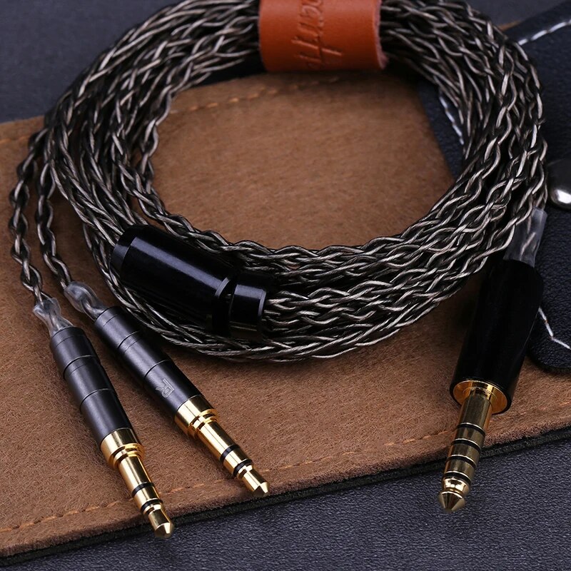 OPENHEART 8 Core Headphone Cable 1 to 2 jack dual 3.5/2.5/4.4mm Balanced Cable Silver Plated Copper Upgrade Replacement 2m 3m. 