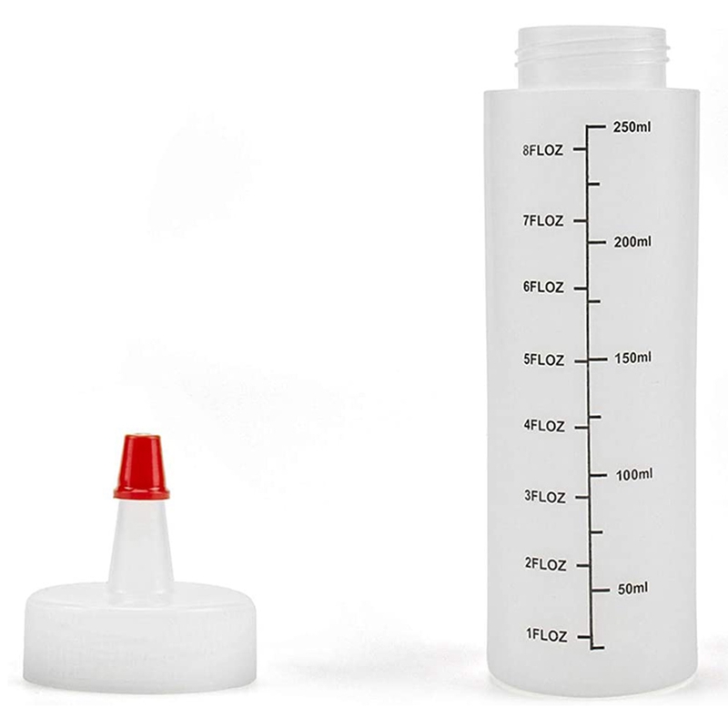 24-Pack 8 Oz Condiment Squeeze Bottles with Red Tip Cap - Durable Plastic Squirt Bottle for Ketchup, Sauces, Syrup. 