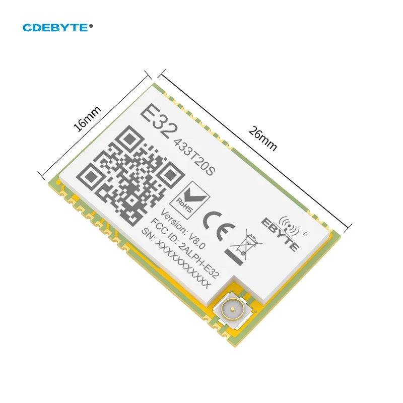 Wireless LoRa Module 433MHz 20dBm 5km SMD Ebyte E32-433T20S-V8.0 IoT Low Power Consumption Watchdog IPEX/Stamp Hole