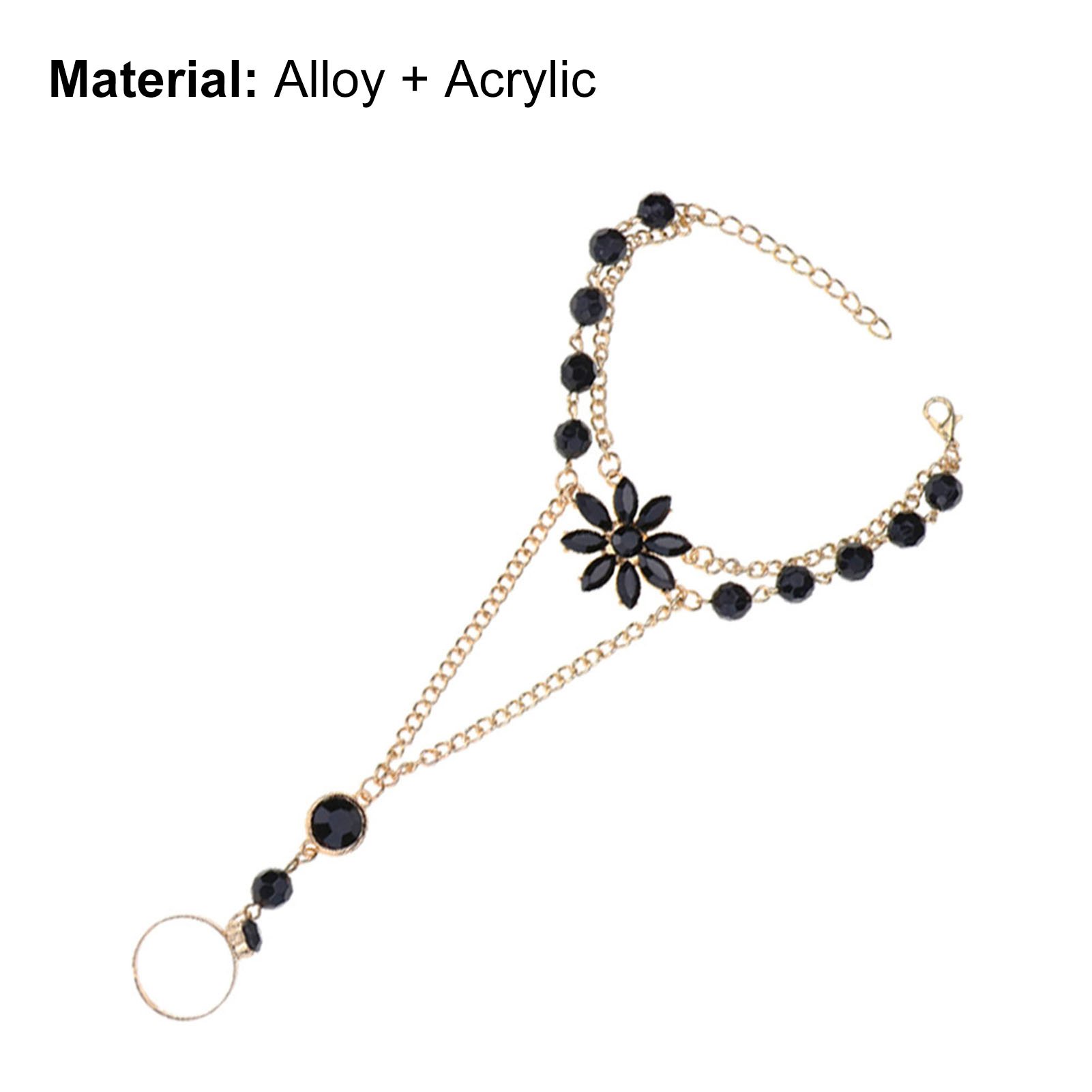Ring Hand Chain Smooth Surface Adjustable Finger Ring Bracelet. 