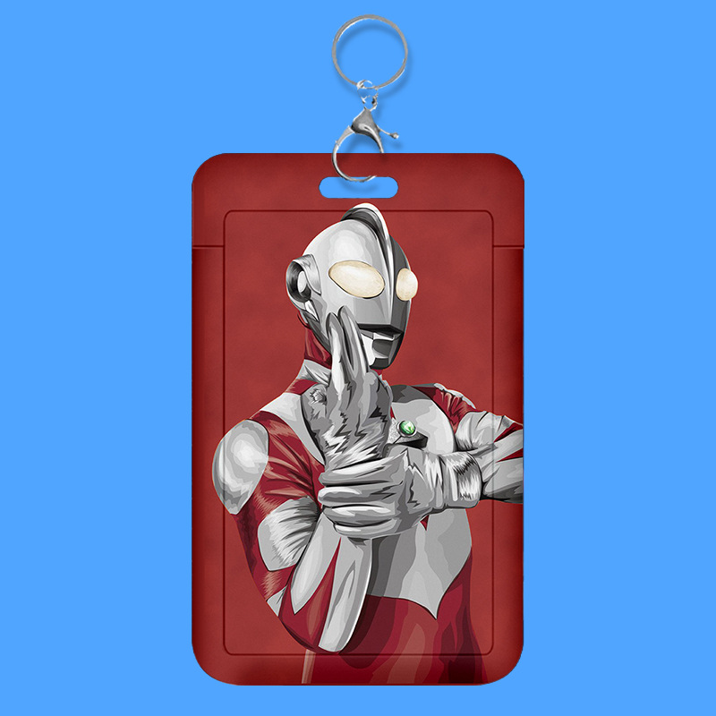 Ultraman wholesale anime card sleeve badge with lanyard primary school student ID school card campus card access control bus meal card. 