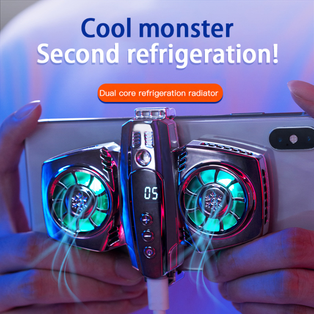 Ecocc K4 Mobile Phone Radiator With Smartphone Temperature Display Dual Cooling Fan Phone Cooler High quality plug and play