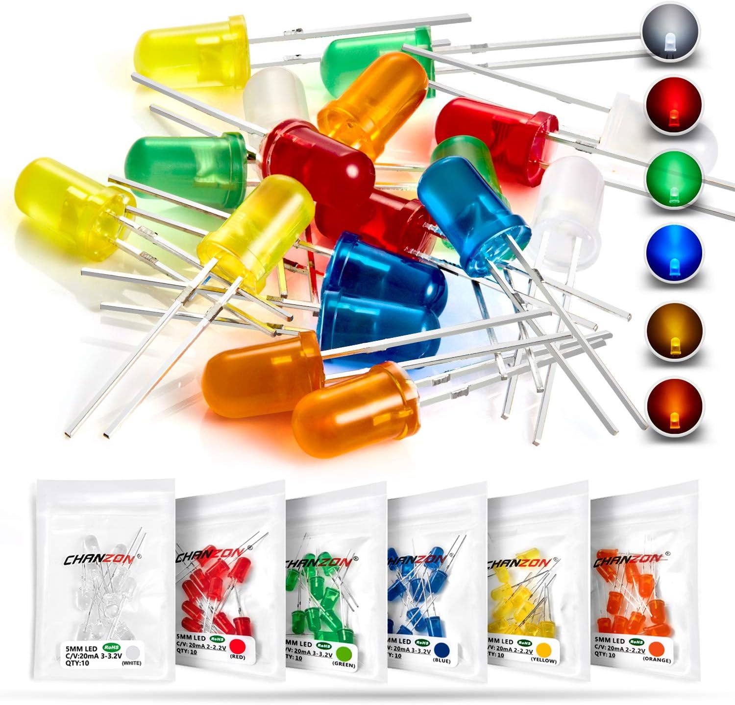 4 Color LED, 2 types Resistor & 1N4007 Diode, total 70pcs Item. 