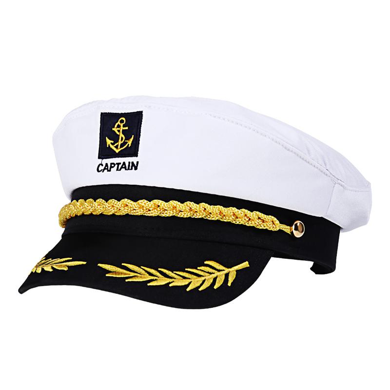 Adult Yacht Boat Ship Sailor Captain Costume Hat Cap Navy Marine Admiral Embroidered Captain'S Cap Halloween Captain Hat