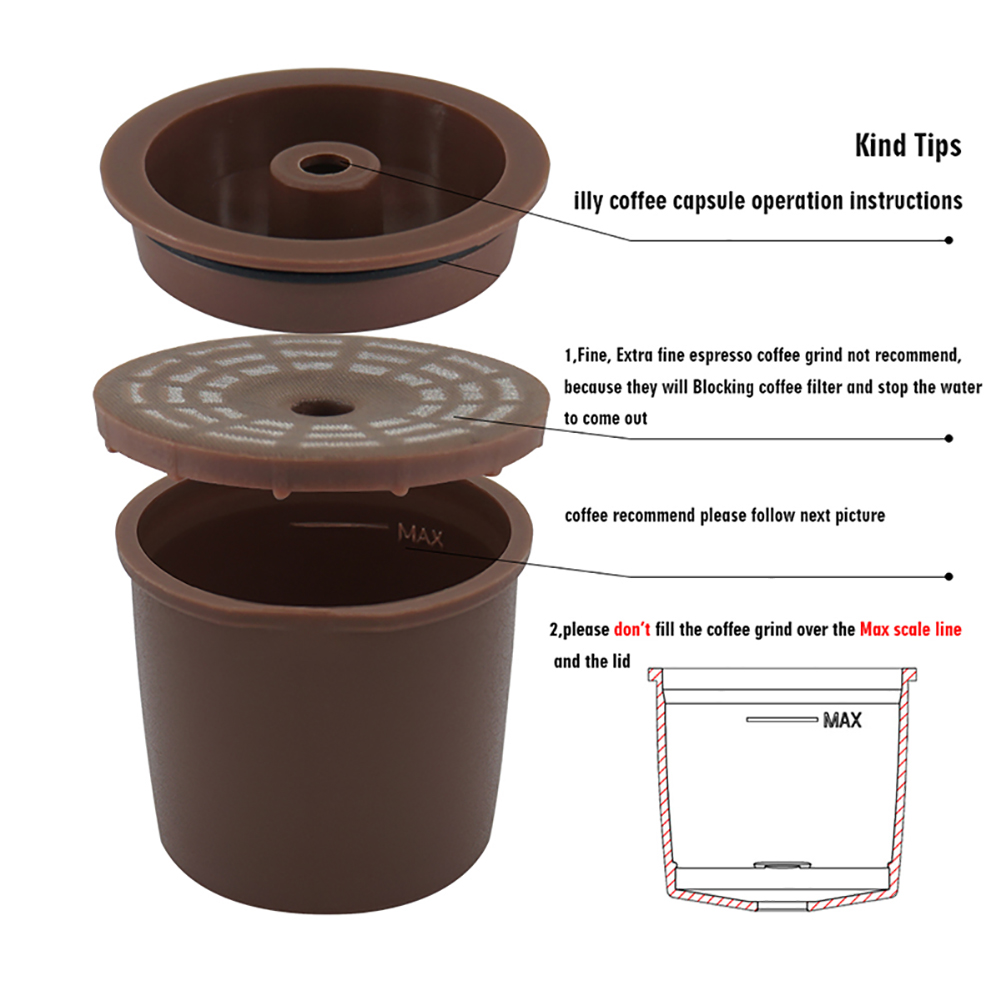 Plastic Espresso Filter Refillable Coffee Capsules Container for illy Machines. 