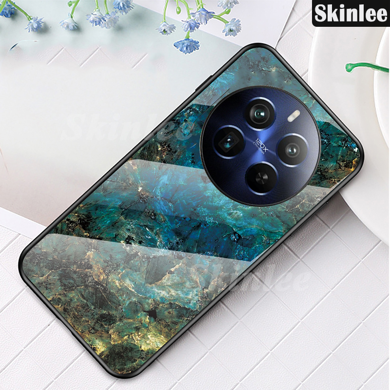Phone Case for Realme 12X Back Cover Fashion Marble Hard Tempered Glass Protector Soft Silicone Cover For Realme 12X Cover cases