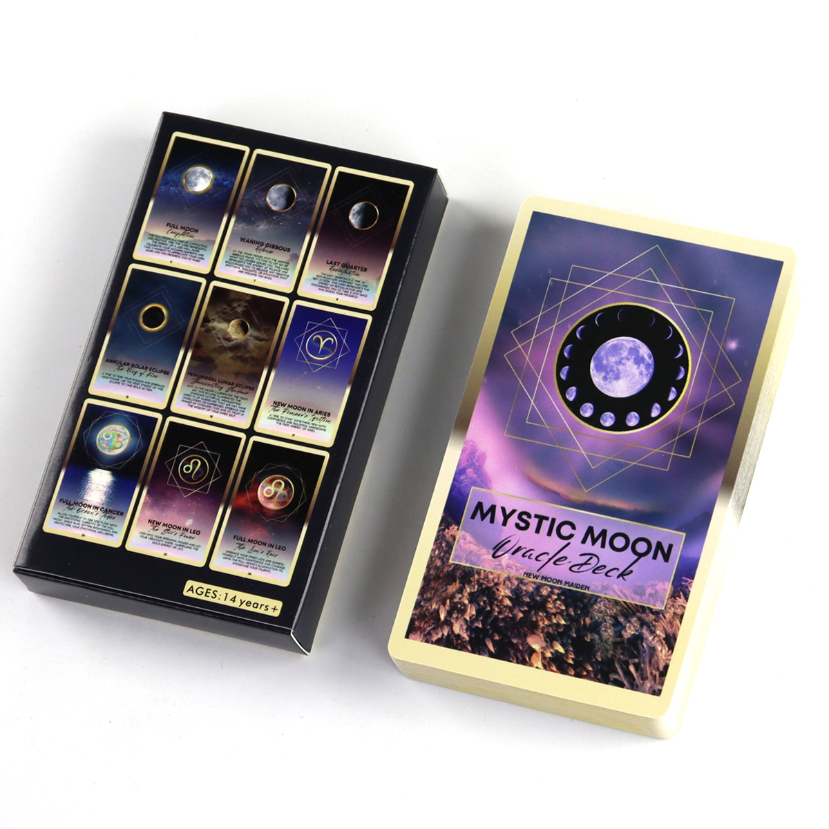 Mystic Moon Oracle Cards For Family Party High Quality Fortune Telling Divination Keywords Meaning Cards Deck Board Game. 