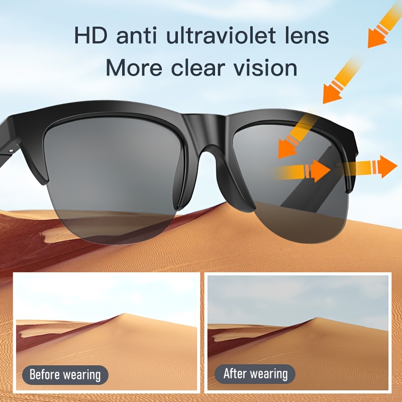 Unisex Smart Sunglasses with Hi-Res Audio, HD UV Protection, Wireless Calls & Music, Long Battery Life, Rechargeable, Touchpad Control. 