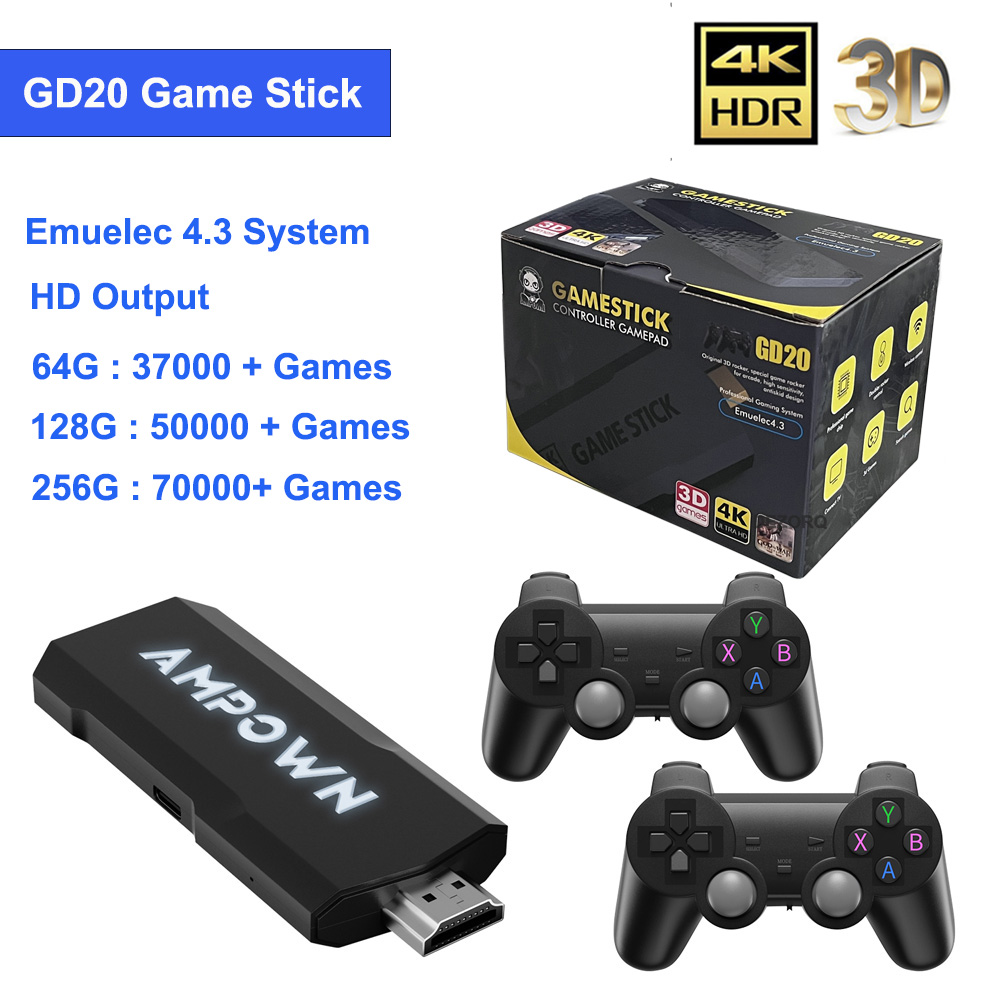 GD20 4K Game Stick 256G 70K Retro Games Consola Retro TV Handheld Game Console HD Output Dual Gamepads