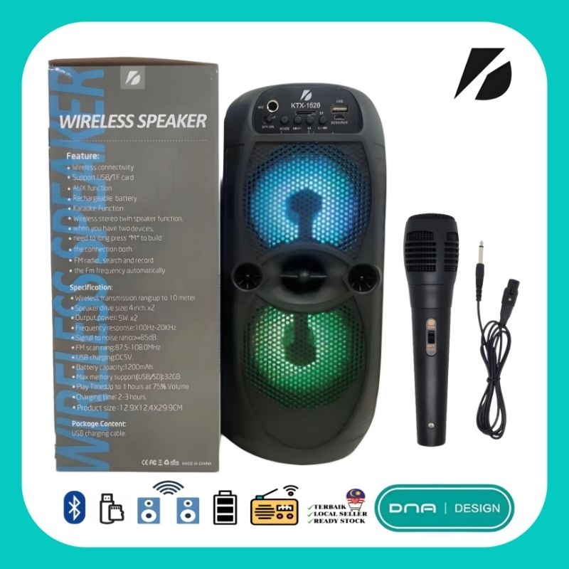 KTX1526 Dual Speaker / Wireless portable speaker (4x2 inches) / FM,TWS