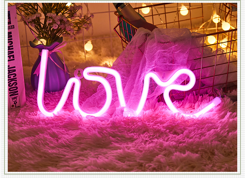Love written Beautiful Designed so Attractive Neon LED Light for Gifts, Night Light,Kids Bedroom, Living Room, Wall Decor, Newly Married Home Decoration Purpose with USB Plug in or Battery system Light. 