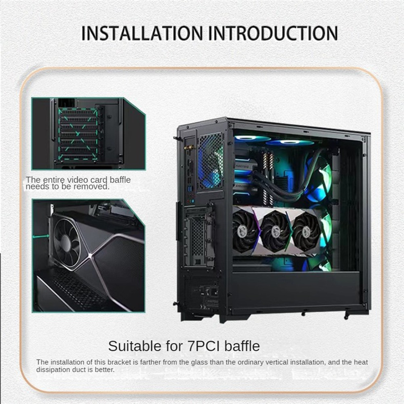 Universal Vertical GPU Holder Riser ATX Matx Case VGA Graphics Card Steering Bracket for 3090, 4090 Graphics Cards Black. 