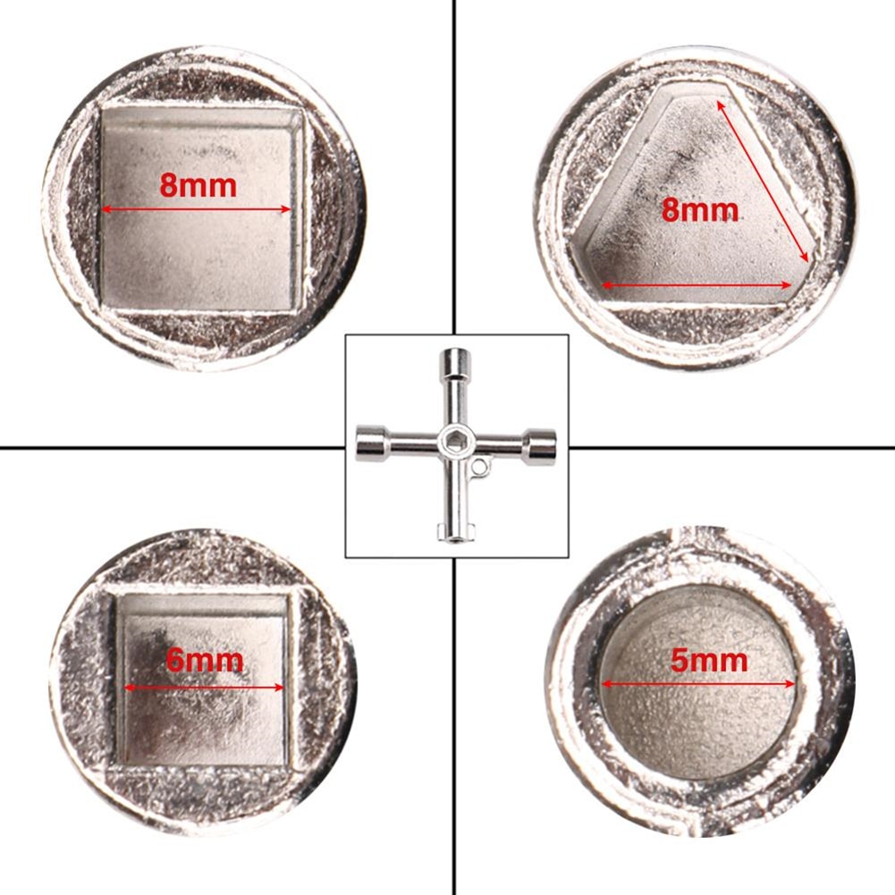 Multi-function 4 In 1 Universal Cross Key Triangle Key for Train Electrical Elevator Cabinet Valve Alloy Triangle Square Wrench. 