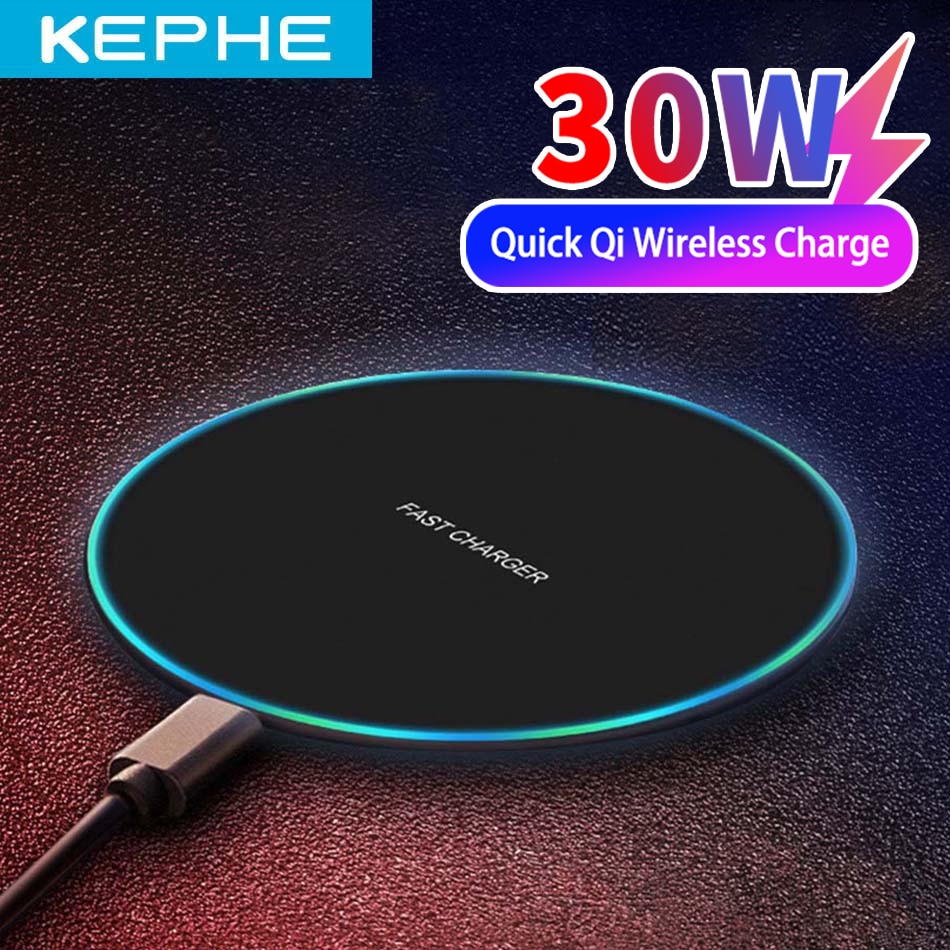 30W Fast Wireless Charger For Samsung Galaxy S9/S20 S8 Note 9 USB Qi Charging Pad for iPhone 12 11 XS Max XR X 8 Huawei P30 Pro. 