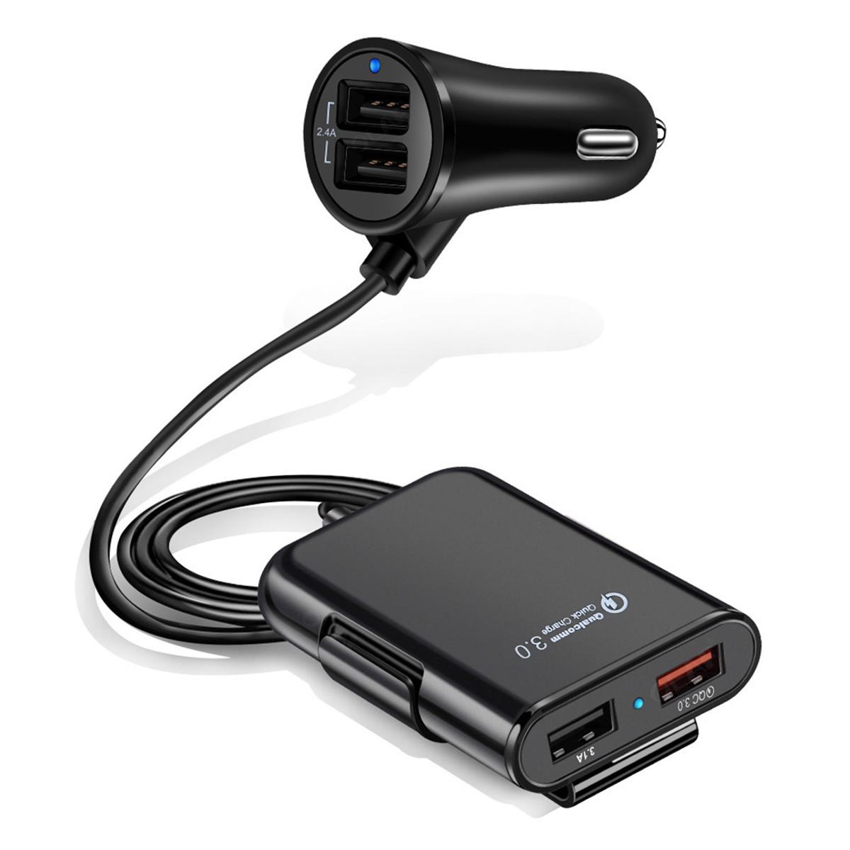 (New)HMQ-C801 1.8m 8A Max 4 Ports USB Car Charger with Extending USB HUB for Front y Back Seat Charging