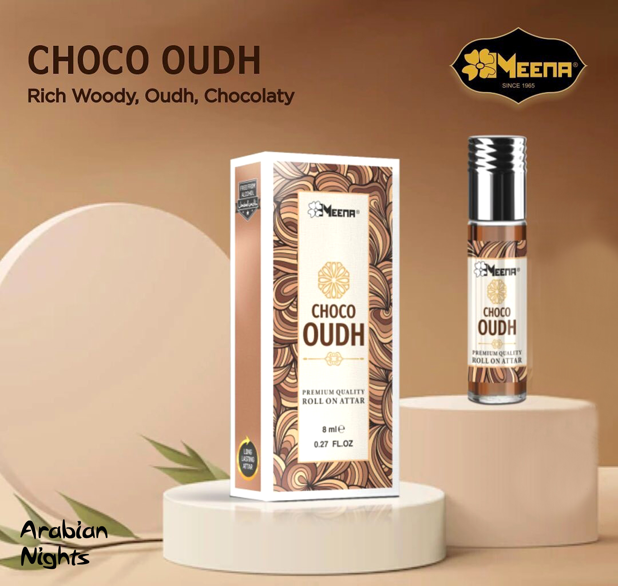 MEENA FRAGRANCE CHOCO OUDH -RICH WOODY OUDH CHOCOLATY 8ML ROLL ON ATTAR (INDIA)