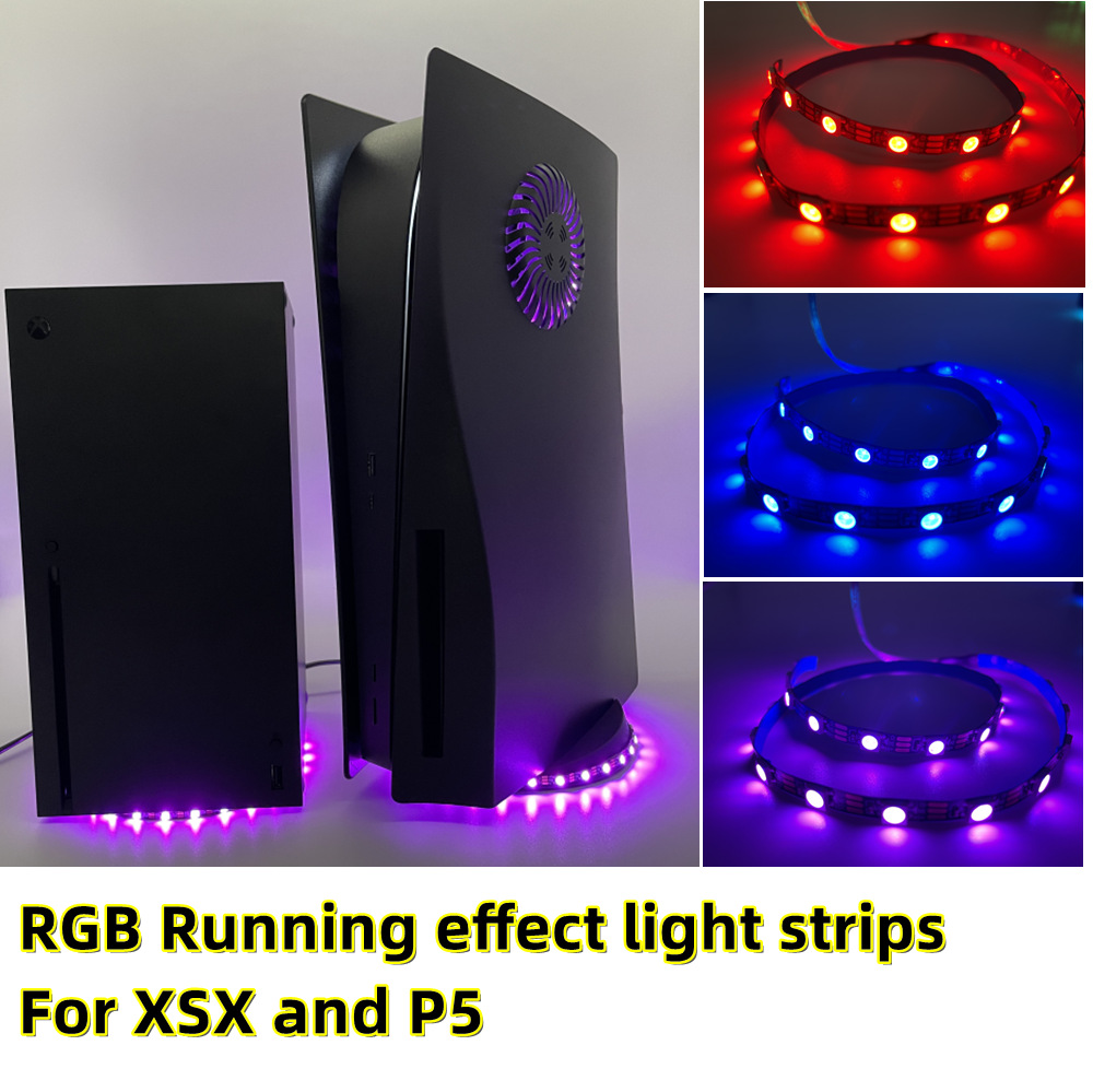 PS5|XboxSeriesX Illuminated Base Light Bar Color Changing RGB Ambition Light Pickup Function Light Strip. 