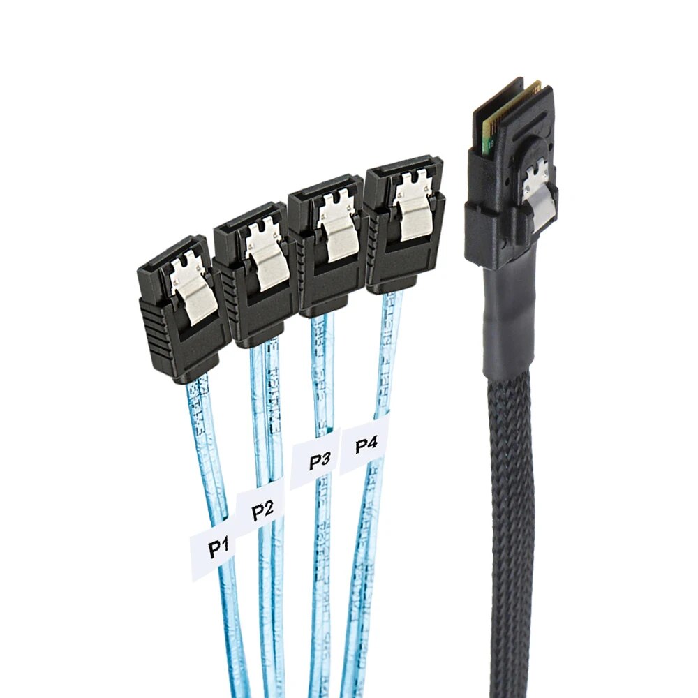 Mini SAS Cable SFF-8087 to SATA Mini SAS Breakout Cable SFF8087 to SATA Mini-SAS to 4X SATA SAS to SATA Breakout Cable. 